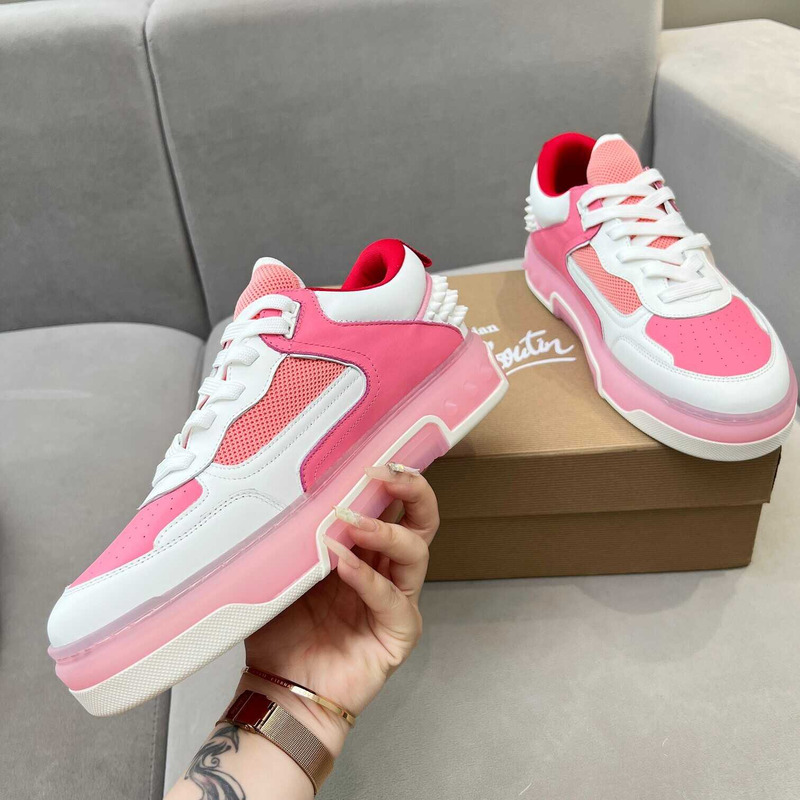 Ch**an louboutin astroloubi lace-up sneakers white pink