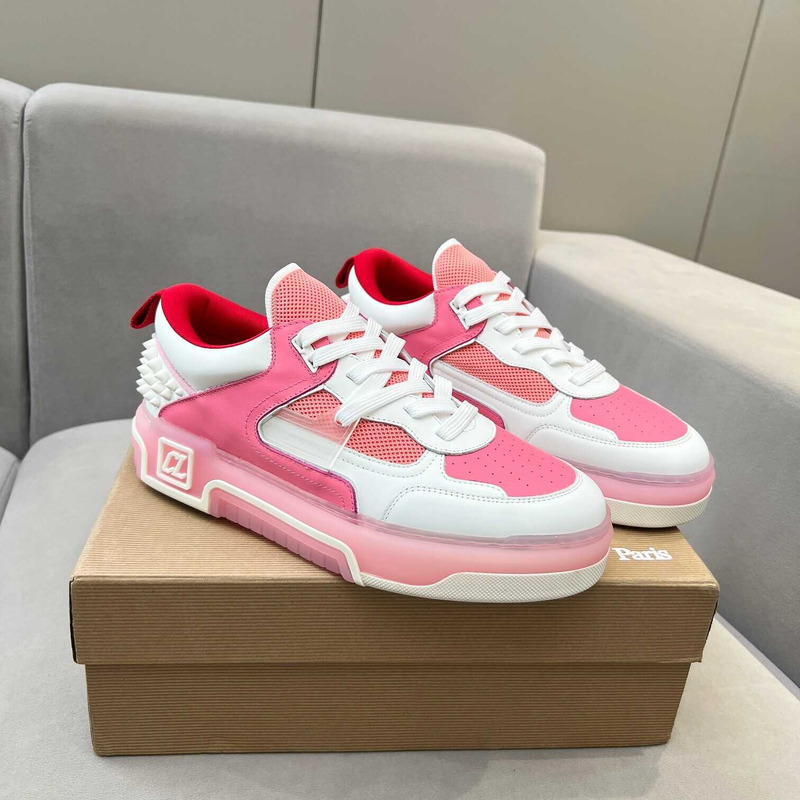 Ch**an louboutin astroloubi lace-up sneakers white pink