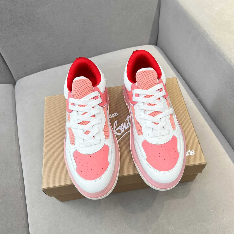 Ch**an louboutin astroloubi lace-up sneakers white pink