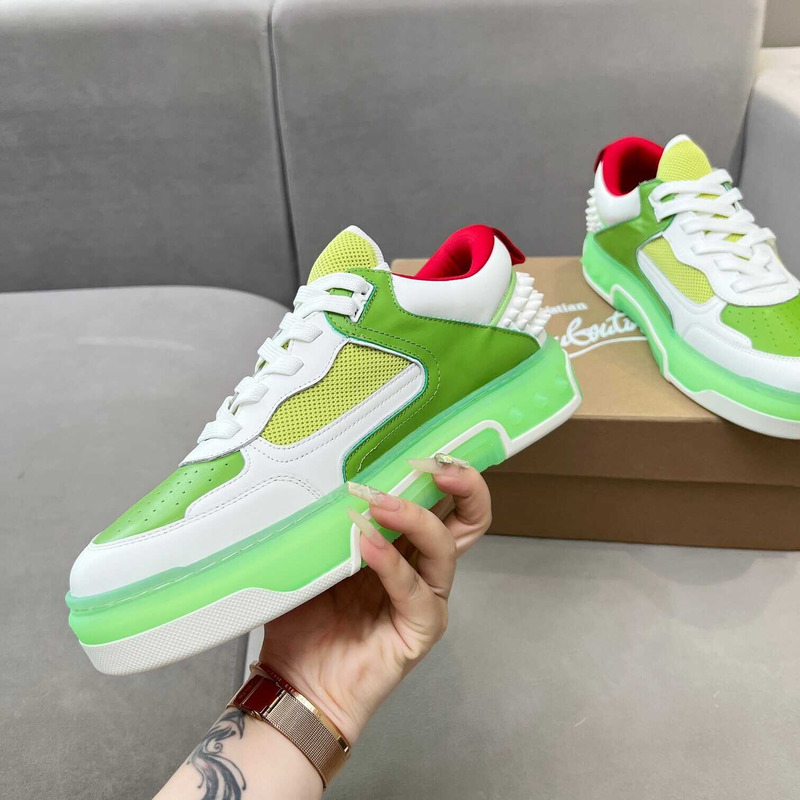 Ch**an louboutin astroloubi lace-up sneakers white green