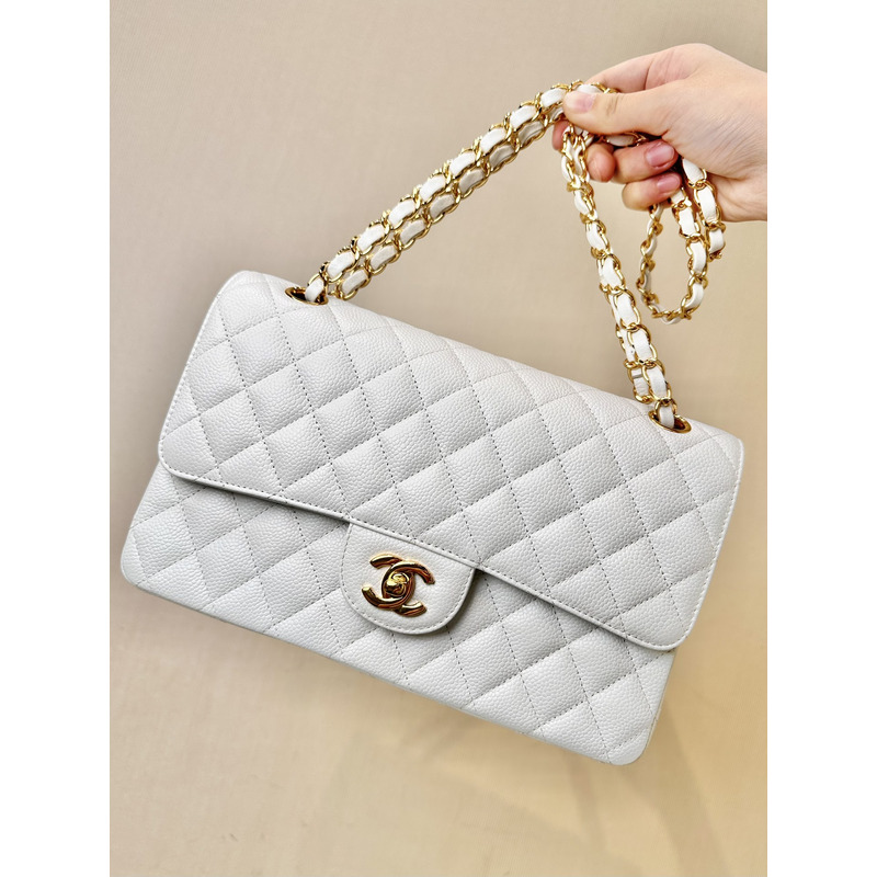 Ch*el classic flap bag white med