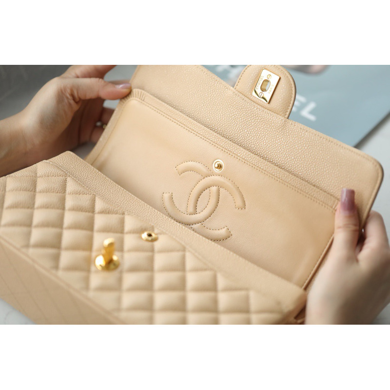 Ch*el classic flap bag cf25 - milk tea gold