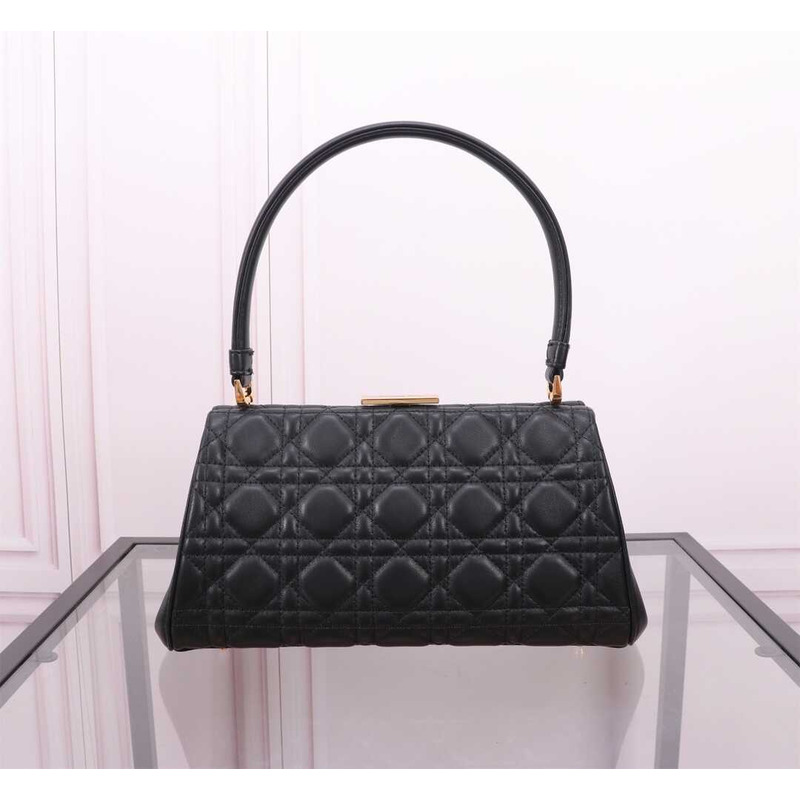 D*or caro cannage frame bag black leather