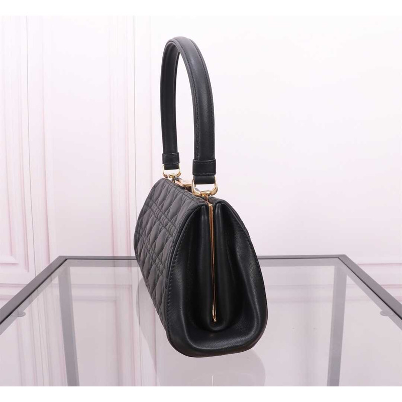 D*or caro cannage frame bag black leather