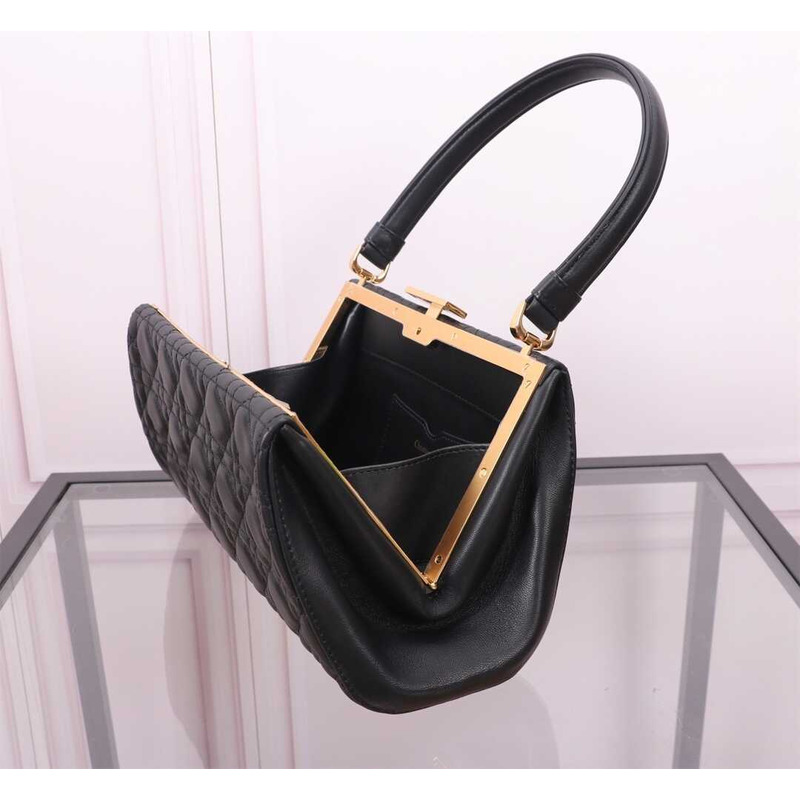 D*or caro cannage frame bag black leather