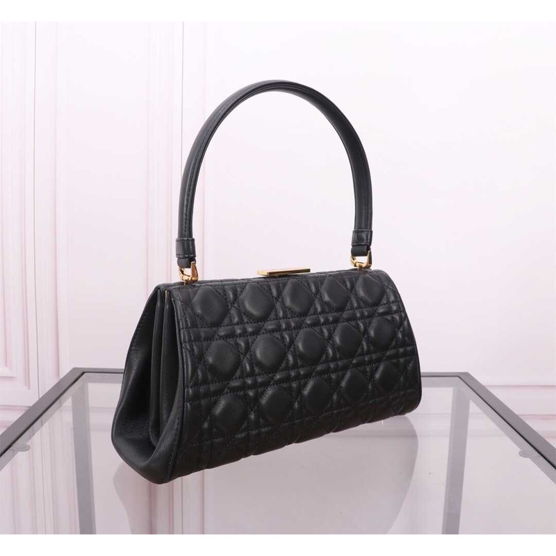 D*or caro cannage frame bag black leather