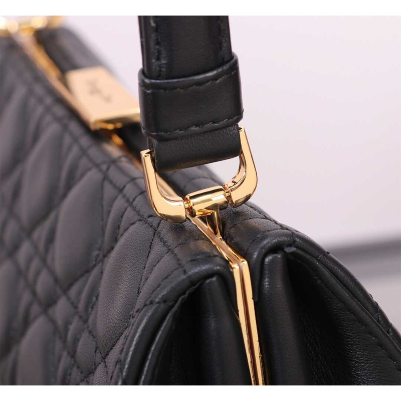 D*or caro cannage frame bag black leather