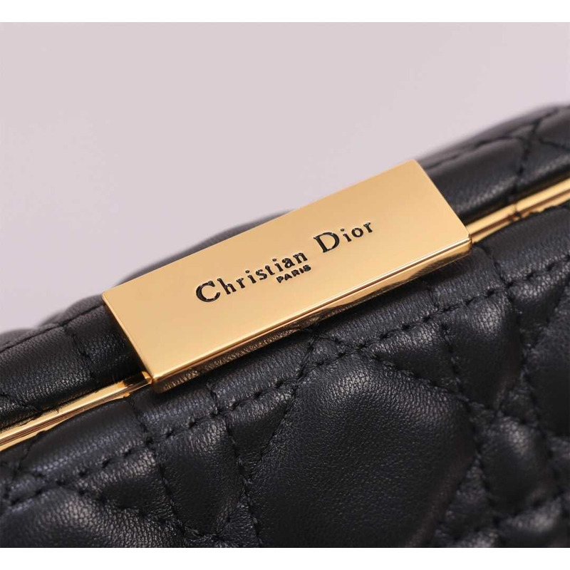 D*or caro cannage frame bag black leather