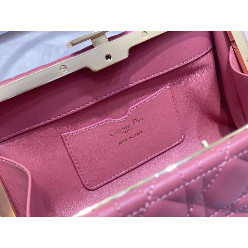 D*or caro cannage frame bag pink leather