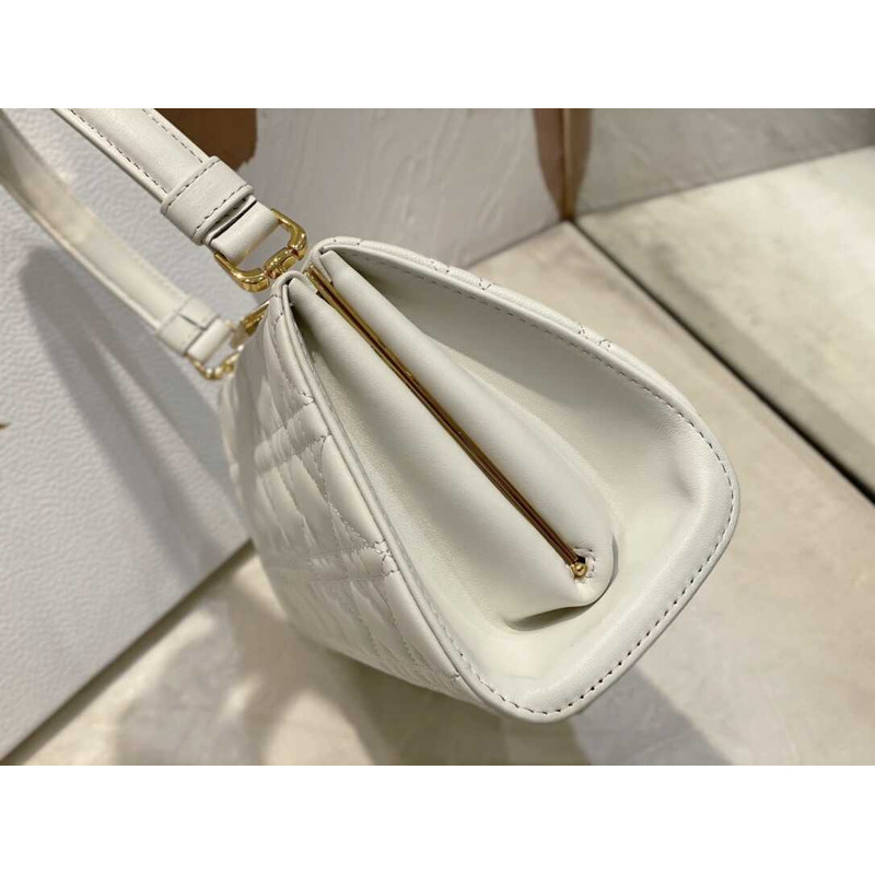 D*or caro cannage frame bag white leather