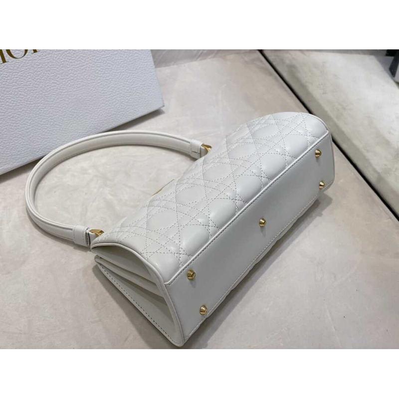 D*or caro cannage frame bag white leather