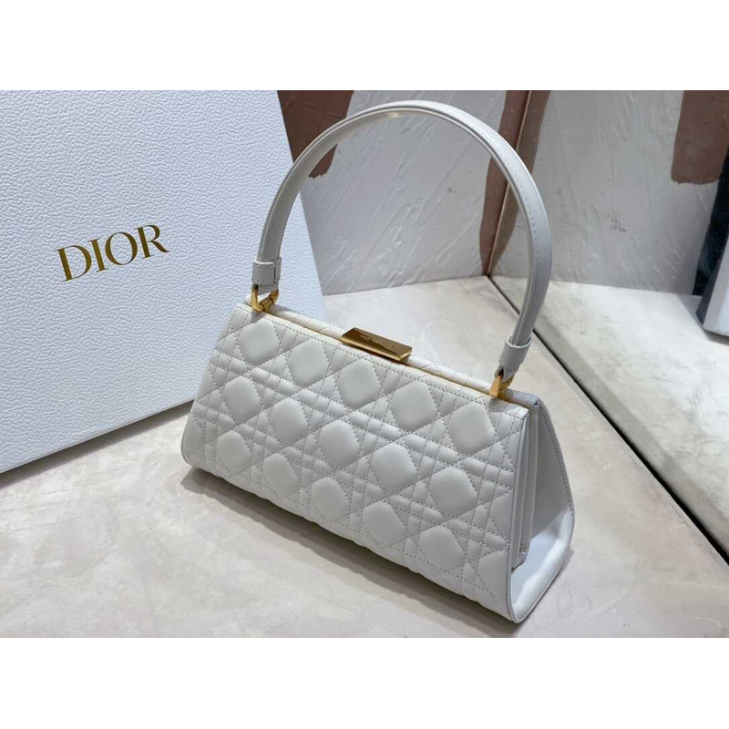 D*or caro cannage frame bag white leather