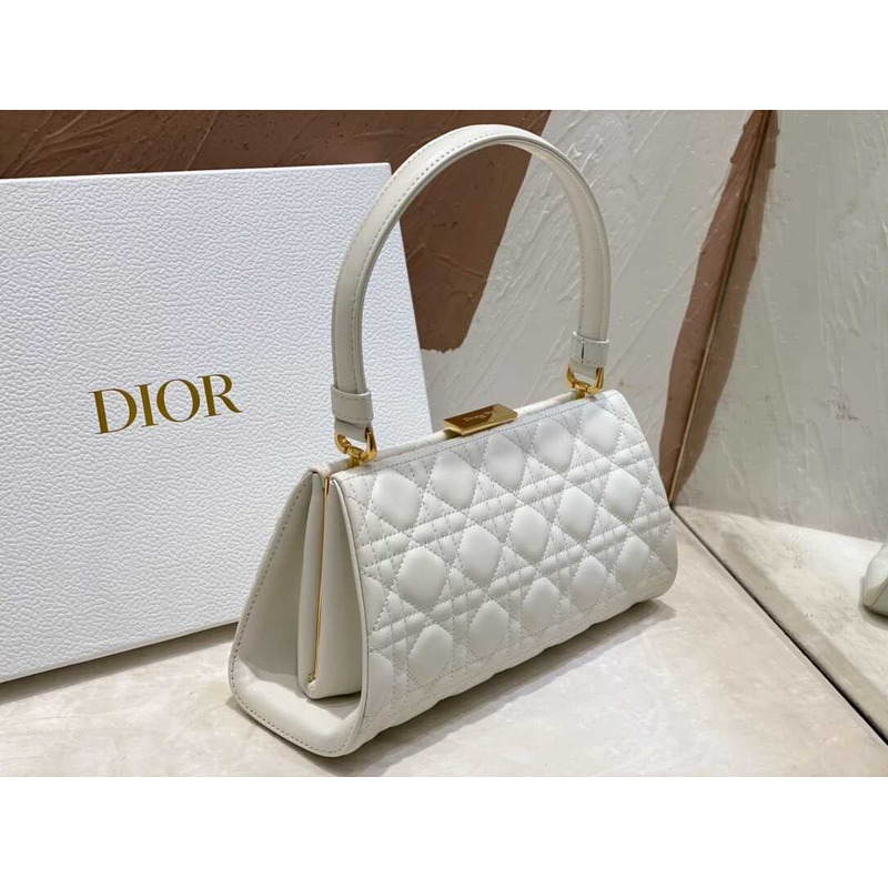 D*or caro cannage frame bag white leather