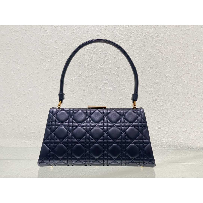 D*or caro cannage frame bag blue leather