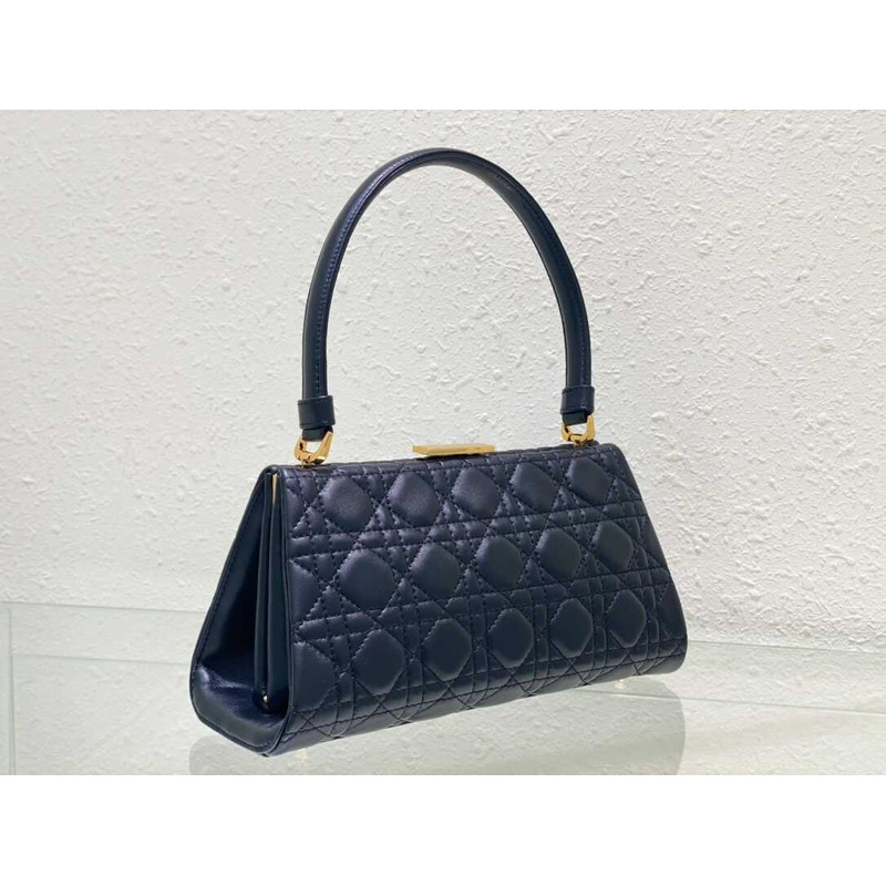 D*or caro cannage frame bag blue leather