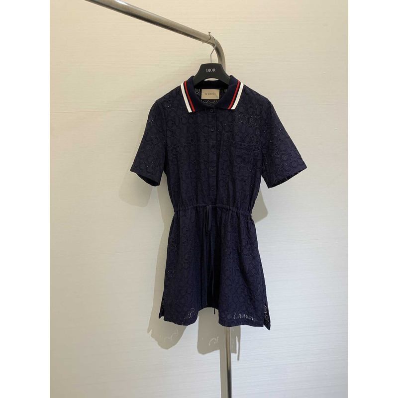 G*u*i cotton lace polo dress blue