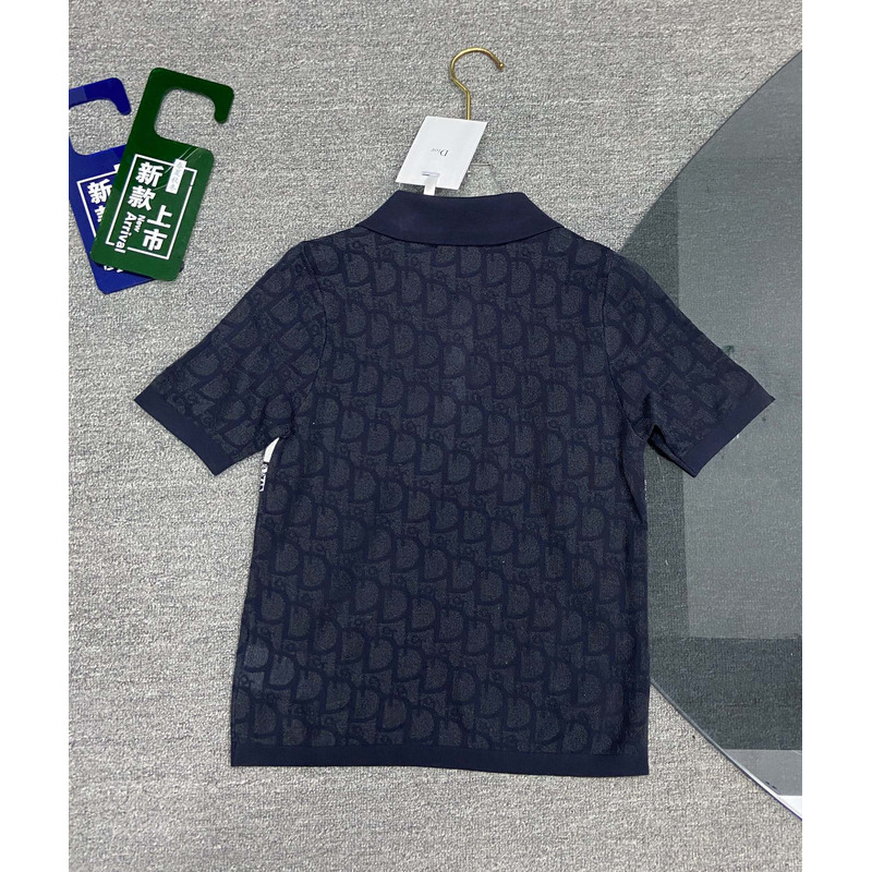 D*or oblique ch**an polo shirt dark blue