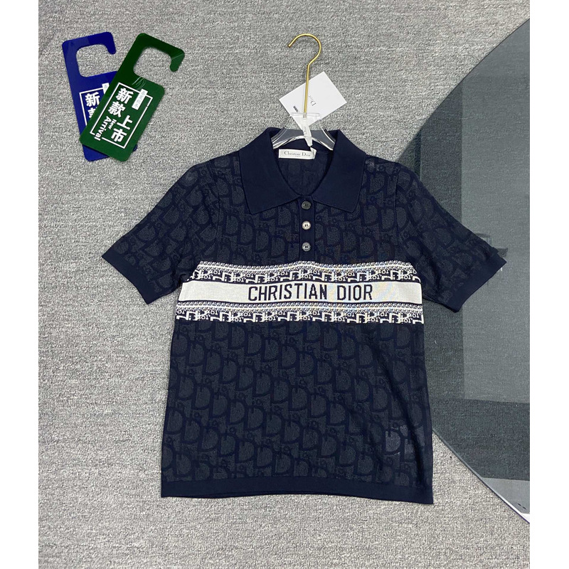 D*or oblique ch**an polo shirt dark blue