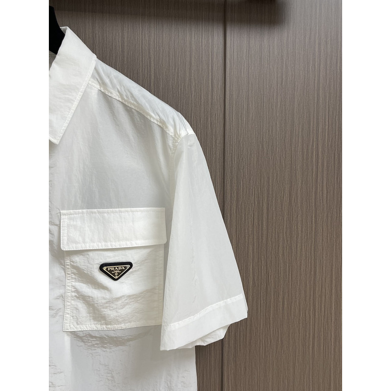 Pra*a short-sleeve light re-nylon shirt white