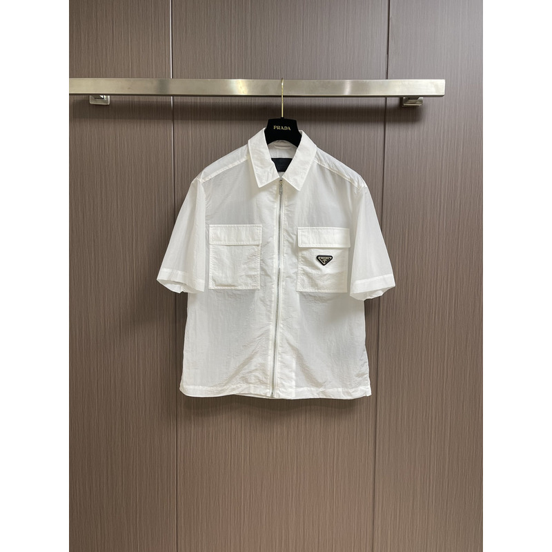 Pra*a short-sleeve light re-nylon shirt white