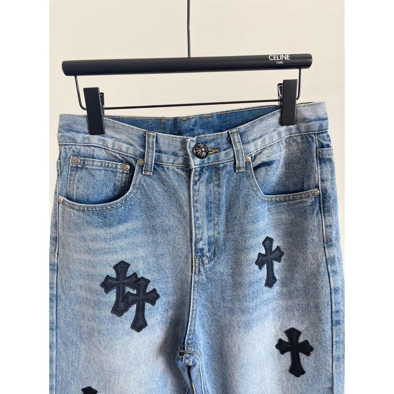 Chrome Heart Logo Jeans Blue