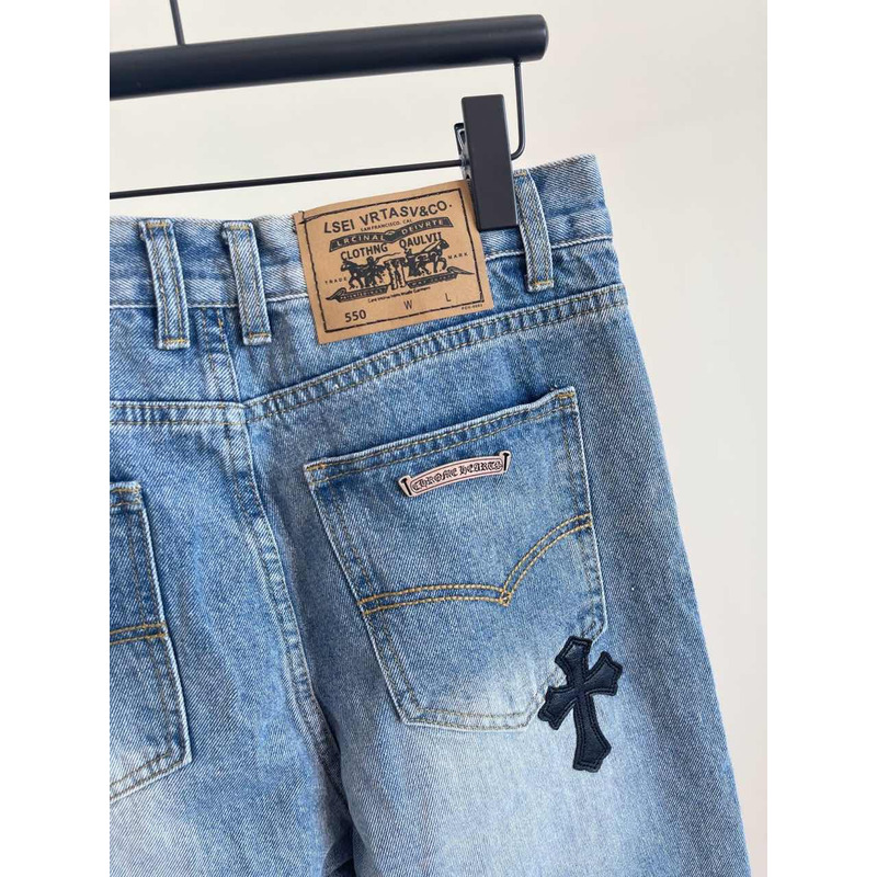 Chrome Heart Logo Jeans Blue