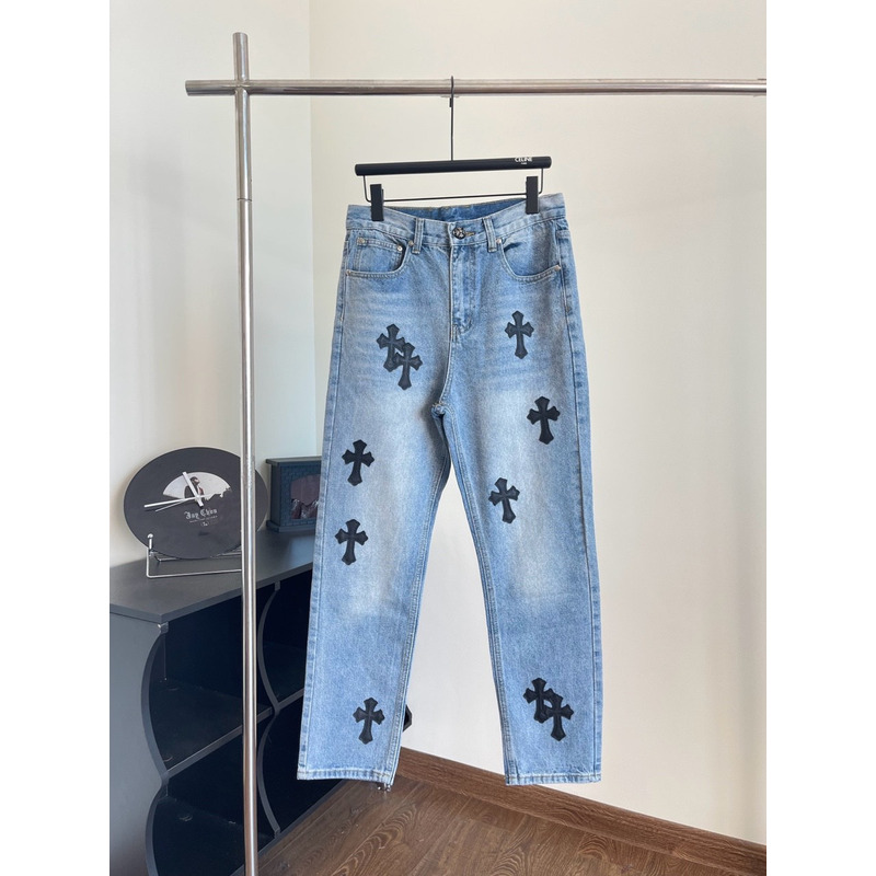 Chrome Heart Logo Jeans Blue