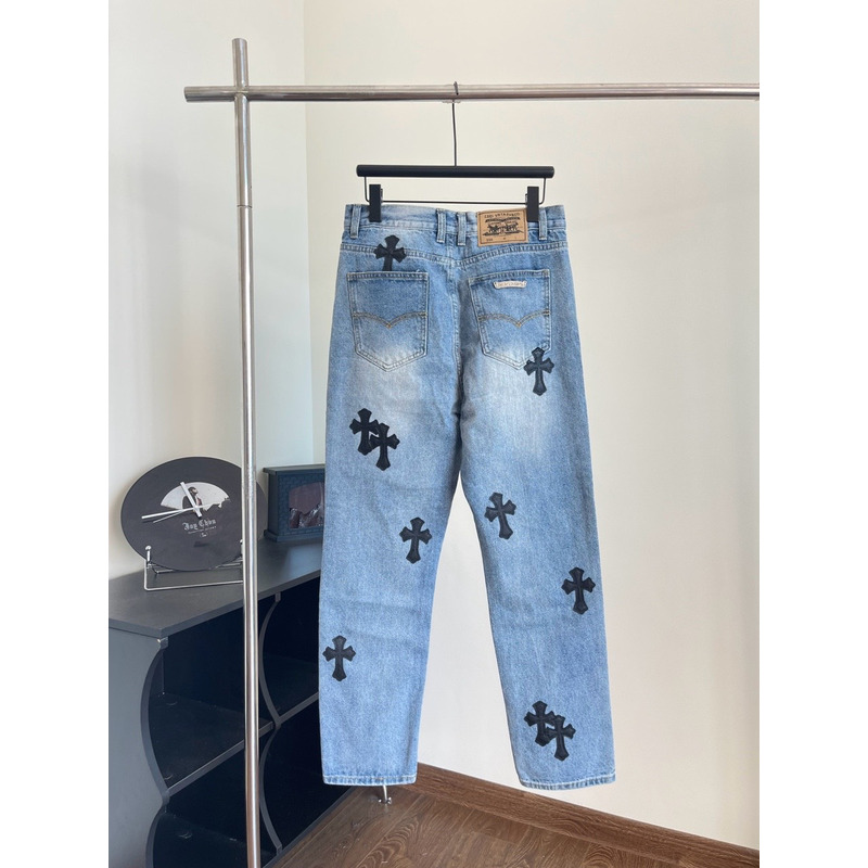 Chrome Heart Logo Jeans Blue