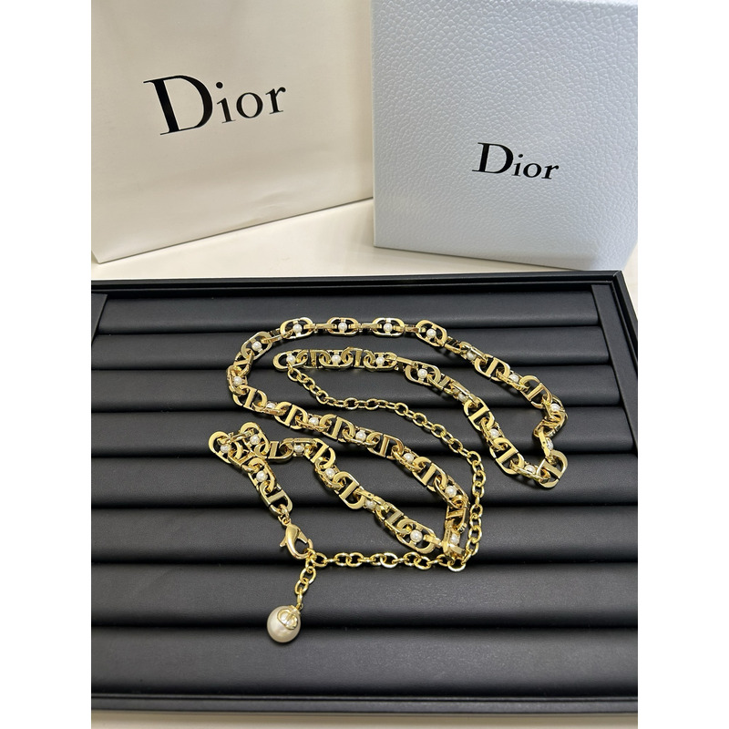 D*or montaigne jolie chain belt gold-finish meatal and white resin pearls