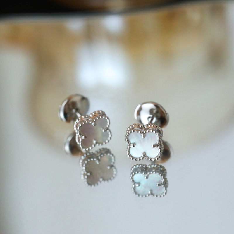 Van Cleef & Arpels Vintage Alhambra Earrings White/Silver