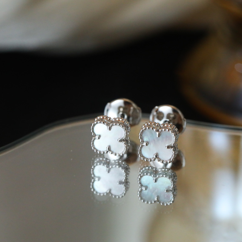 Van Cleef & Arpels Vintage Alhambra Earrings White/Silver