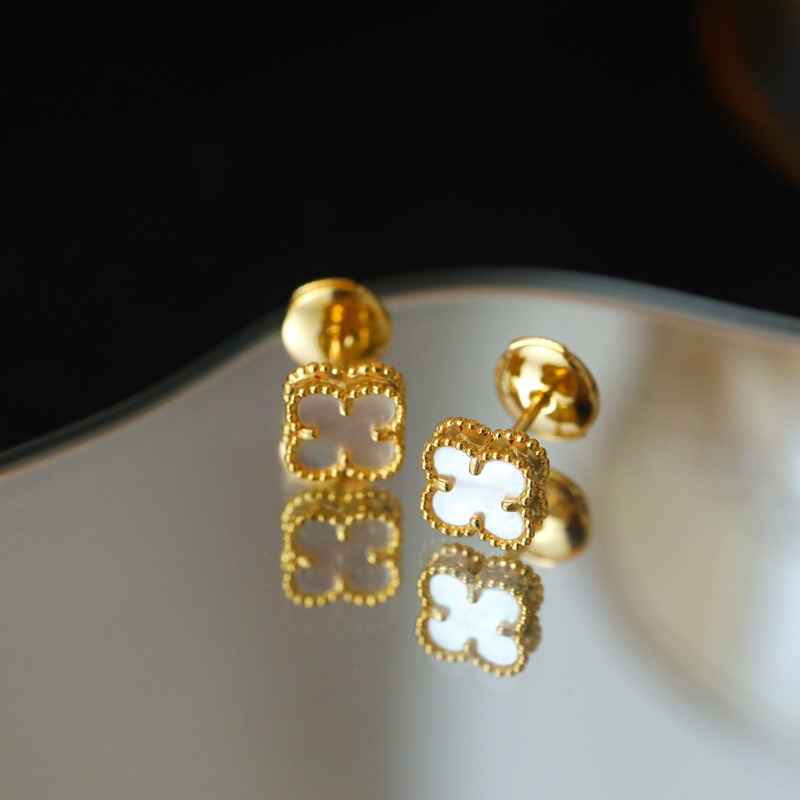 Van Cleef & Arpels Vintage Alhambra Earrings White/Golden