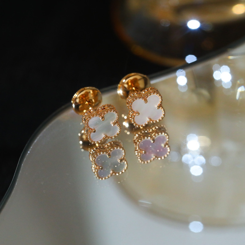 Van Cleef & Arpels Vintage Alhambra Earrings White/Golden