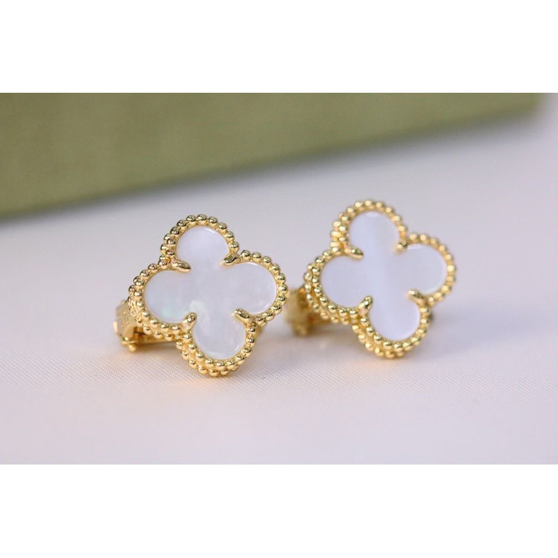 Van Cleef & Arpels Vintage Alhambra Earrings White/Golden