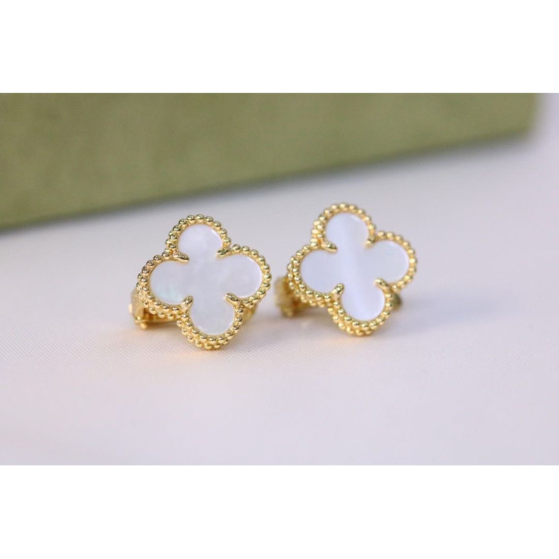 Van Cleef & Arpels Vintage Alhambra Earrings White/Golden