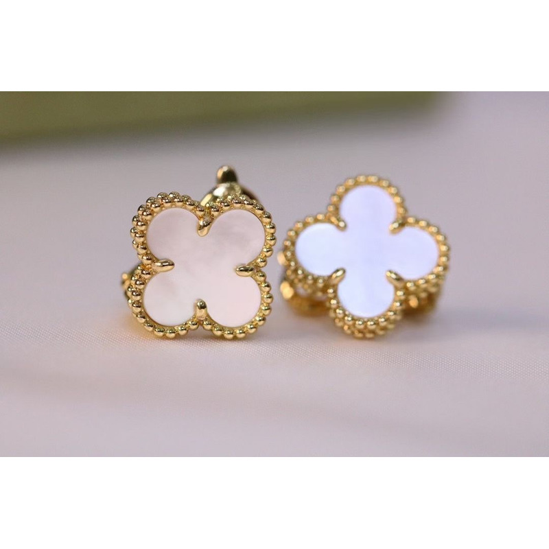 Van Cleef & Arpels Vintage Alhambra Earrings White/Golden