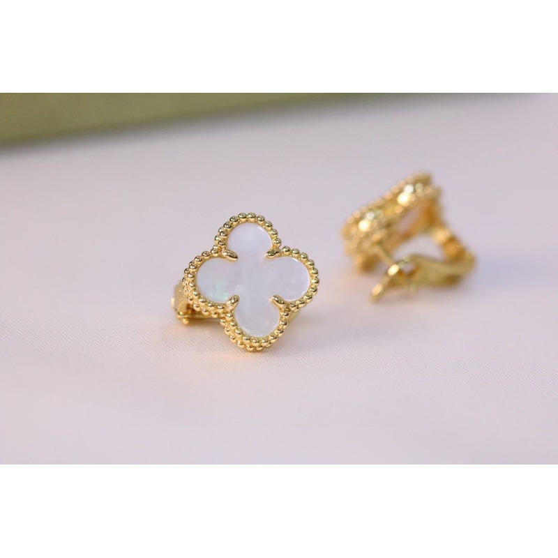 Van Cleef & Arpels Vintage Alhambra Earrings White/Golden