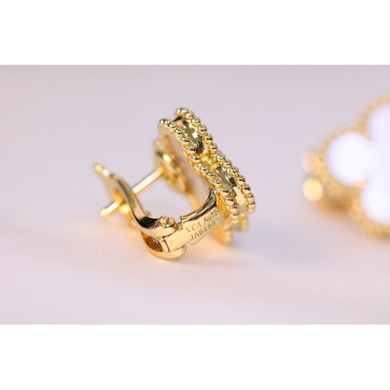 Van Cleef & Arpels Vintage Alhambra Earrings White/Golden