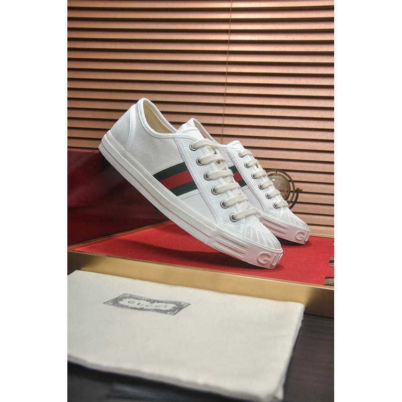 G*u*i sneaker with web cotton fabric white