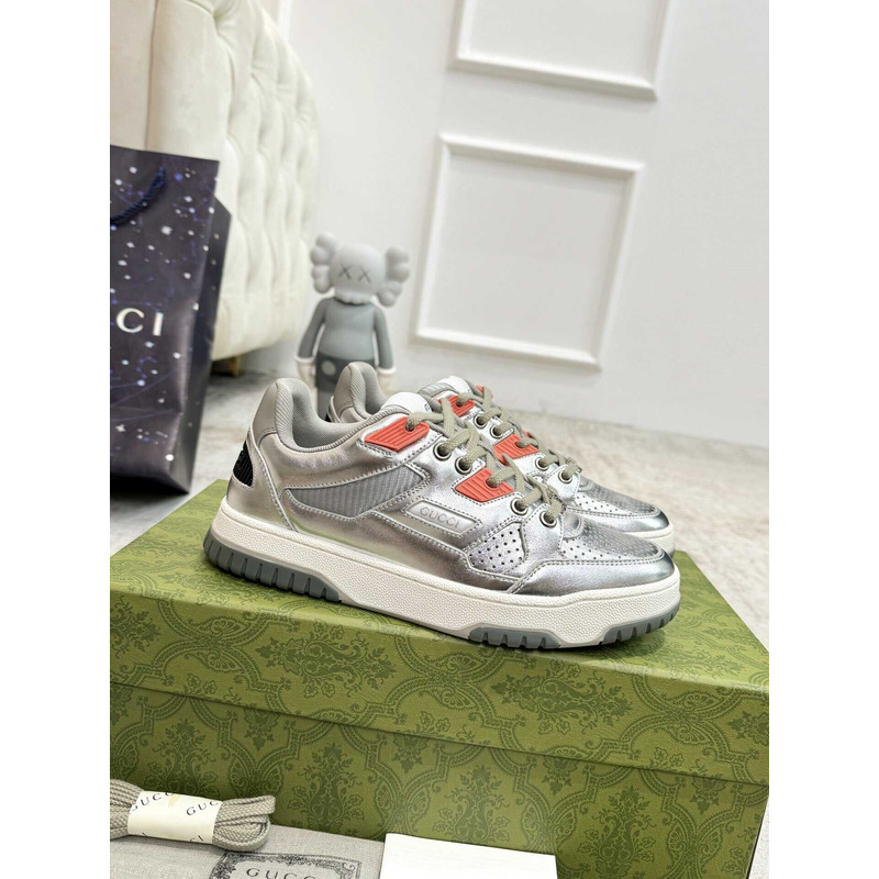 G*u*i interlocking g sneaker with leather silver