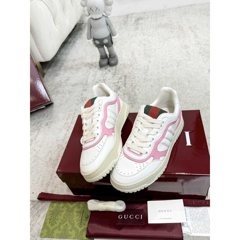 G*u*i re-web sneaker with white and leather piping pink