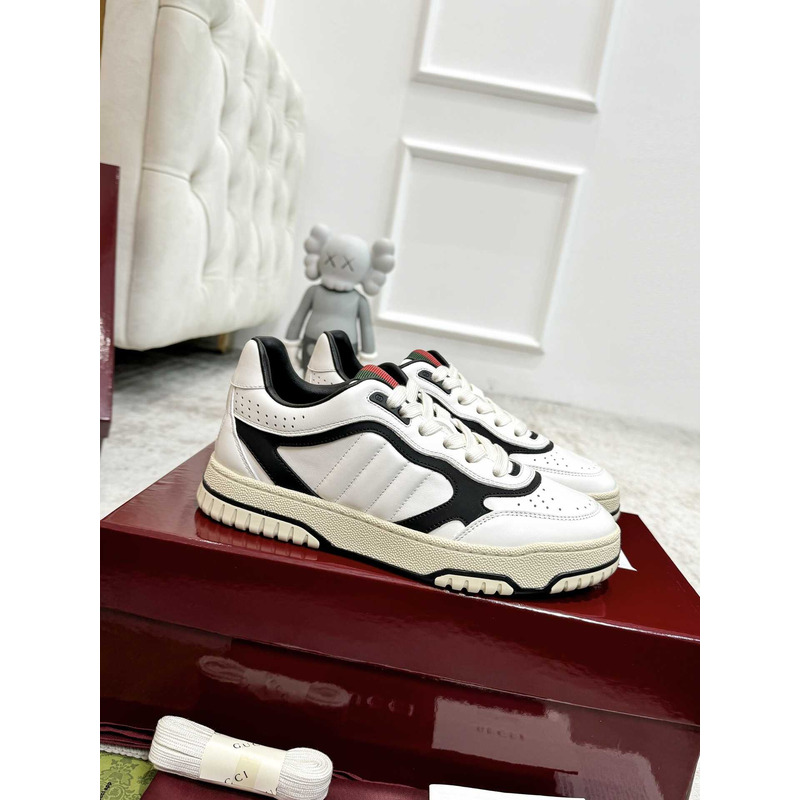 G*u*i re-web sneaker with white and leather piping black