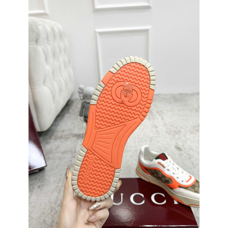 G*u*i re-web sneaker with classic gg canvas and leather orange