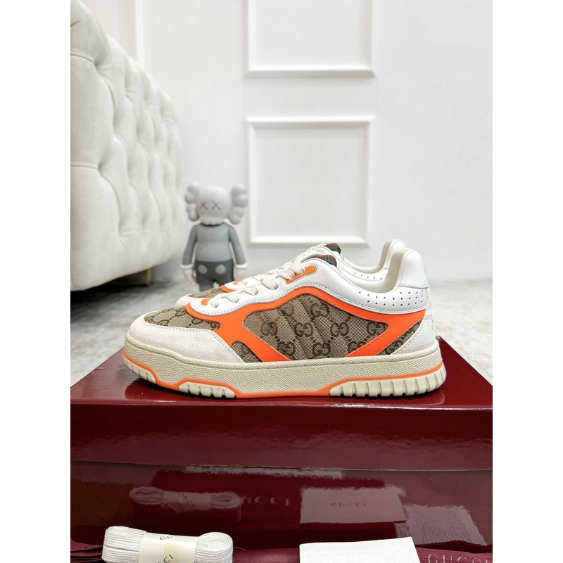 G*u*i re-web sneaker with classic gg canvas and leather orange