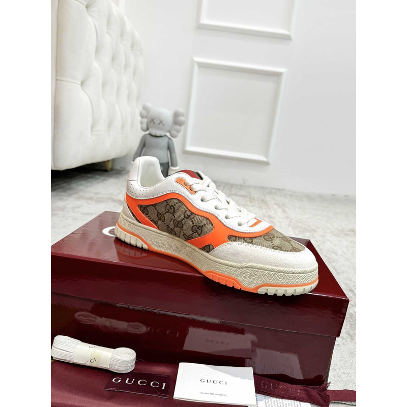 G*u*i re-web sneaker with classic gg canvas and leather orange