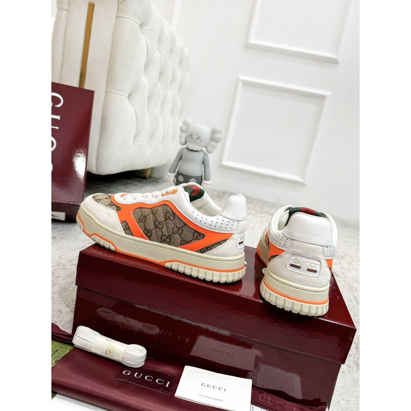 G*u*i re-web sneaker with classic gg canvas and leather orange