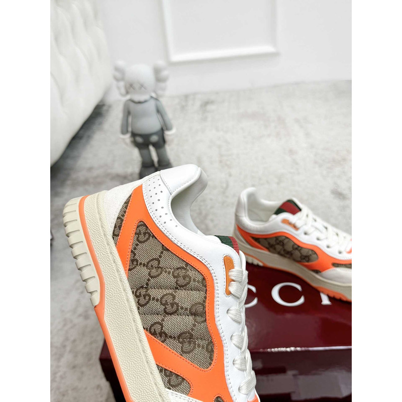 G*u*i re-web sneaker with classic gg canvas and leather orange