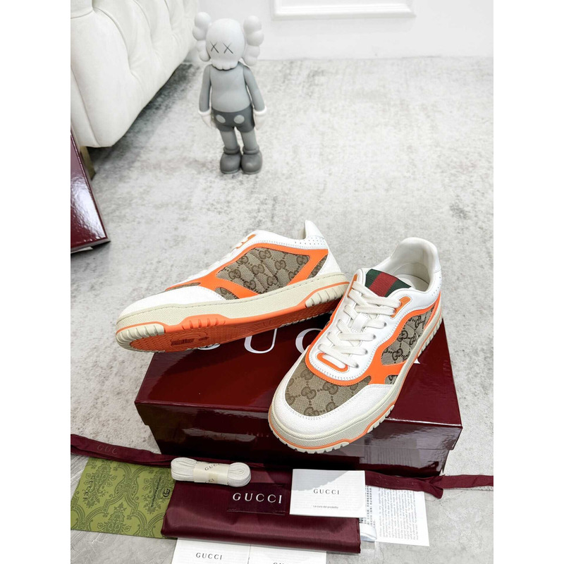 G*u*i re-web sneaker with classic gg canvas and leather orange