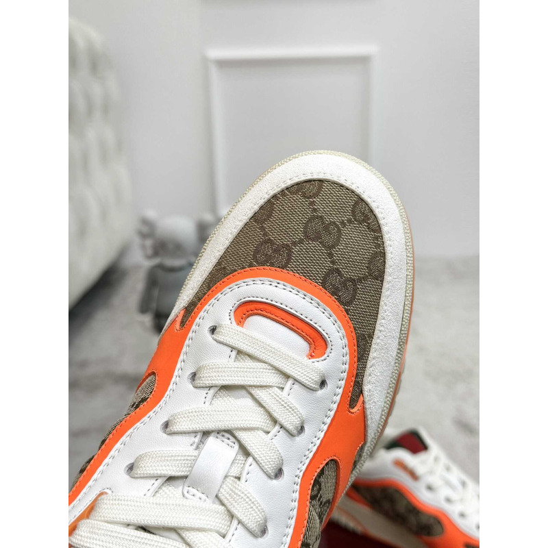 G*u*i re-web sneaker with classic gg canvas and leather orange