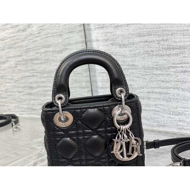 D*or lady bag super mini cannage leather black